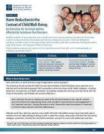 Tip Sheet #1 Harm Reduction in the Context of Child Well-Being: An Overview for Serving Families 
