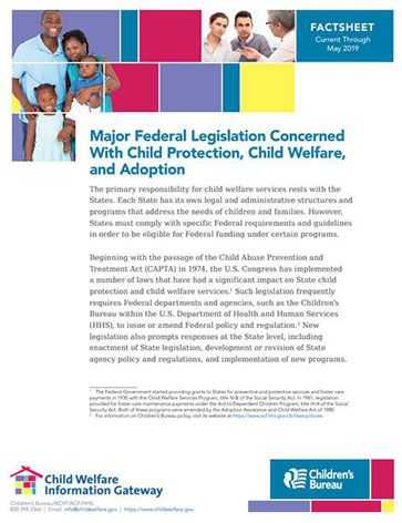 Major Federal Legislation Concerned with Child Protection, Child Welfare, and Adoption