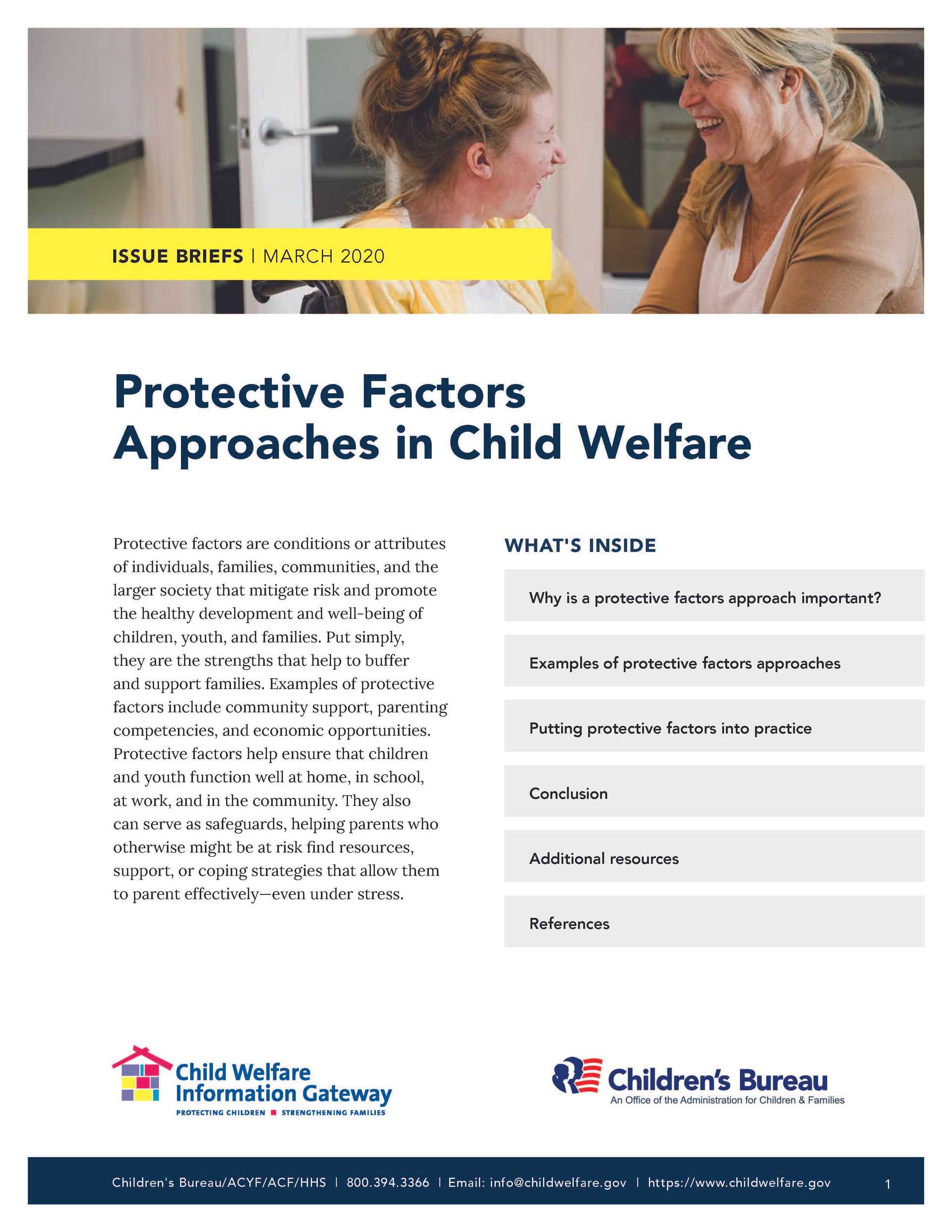 Protective Factors Approaches in Child Welfare